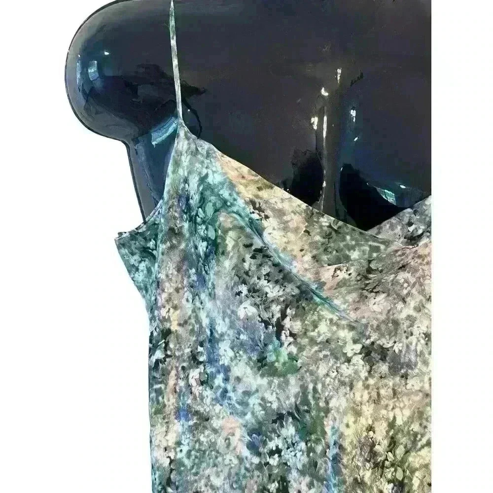 Vince Blouse Tank Top Cowl Neck Green Floral Size Large L Tomato Girl Summer - Picture 3 of 16